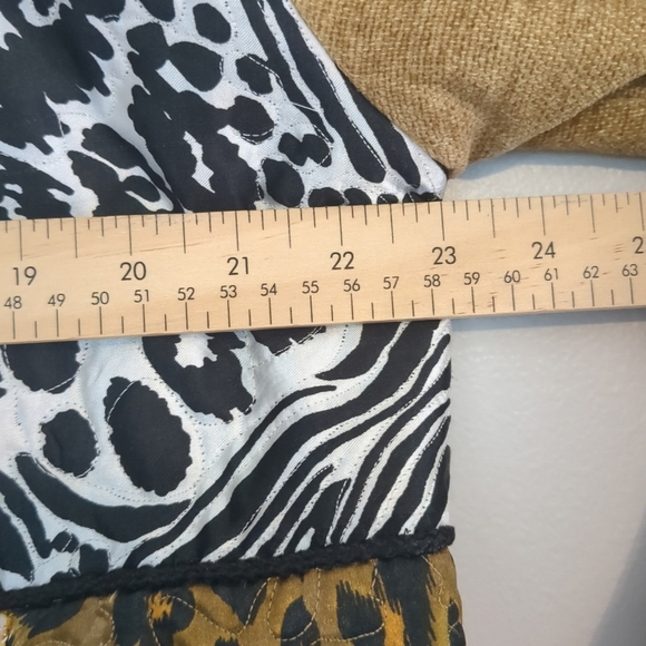 Black Cat Blazer Jacket Women's Medium Tan Patchwork Bead Embroidery Button - Picture 13 of 15